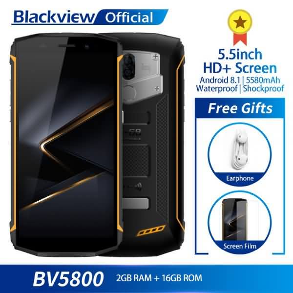 Blackview BV5800 Waterproof Quad Core 2GB+16GB 5.5" 18:9 Fingerprint 5580mAh Quick Charge NFC