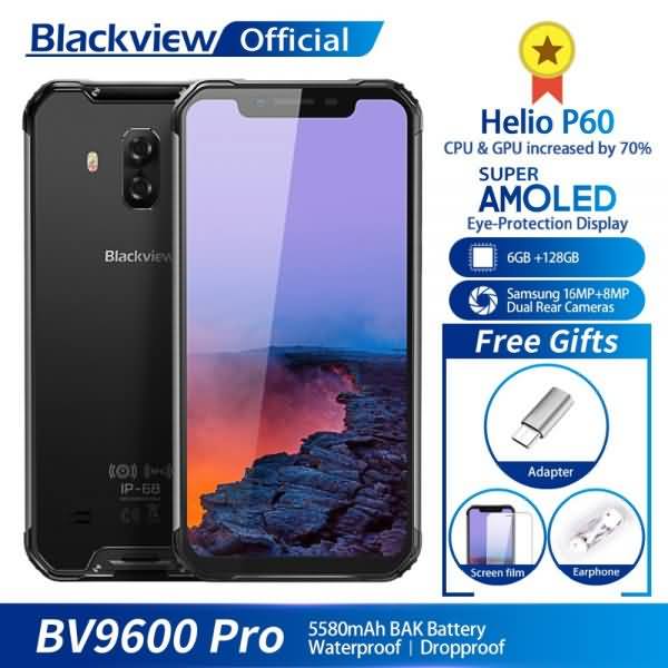 Blackview BV9600 Pro IP68 Waterproof Mobile Phone Helio P60 6GB+128GB 6.21" 19:9 FHD AMOLED Android 8.1 NFC
